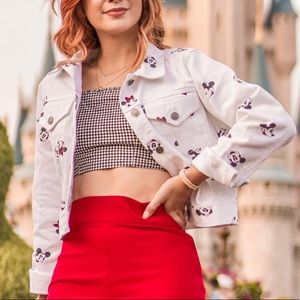 Disney x forever 21 mickey and minnie white denim jacket
